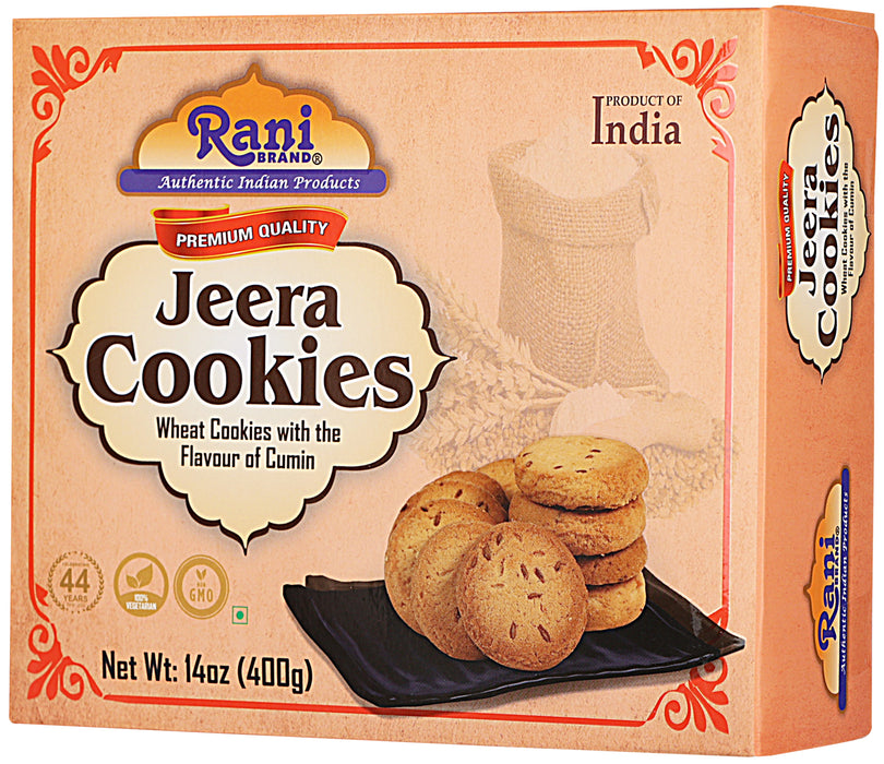 Rani Jeera Cookies (Wheat Cookies with the Flavor of Cumin) 14oz (400g) Pack of 3+1 FREE, Premium Quality Indian Cookies ~ All Natural | Vegan | Non-GMO | Indian Origin