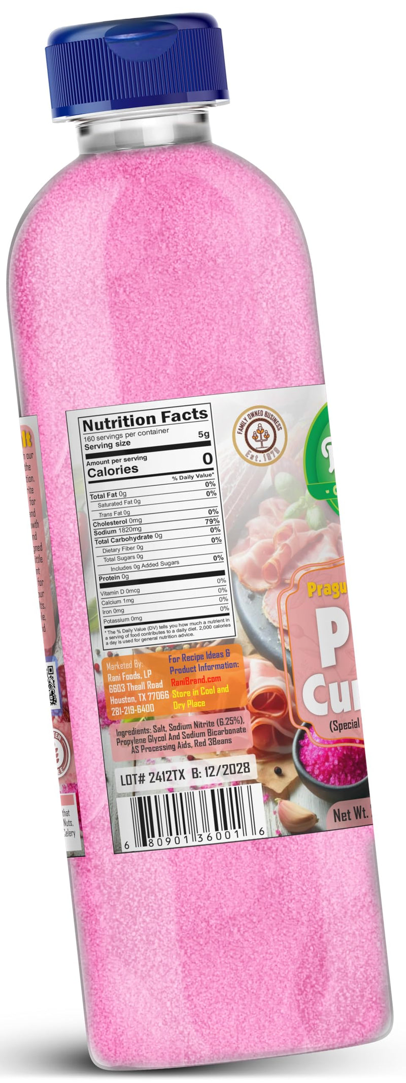 Rani Pink Cure Salt (Special Salt for Curing Meats) 28oz (1.75lbs) 800g PET Jar ~ All Natural | Gluten Friendly | NON-GMO | Kosher | Vegan | Product of USA