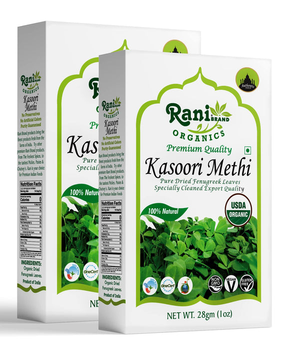 Rani Organic Fenugreek Leaves Dried (Kasoori Methi) 1oz (28g) ~ All Natural | Vegan | Gluten Friendly | NON-GMO | Indian Origin | USDA Certified Organic