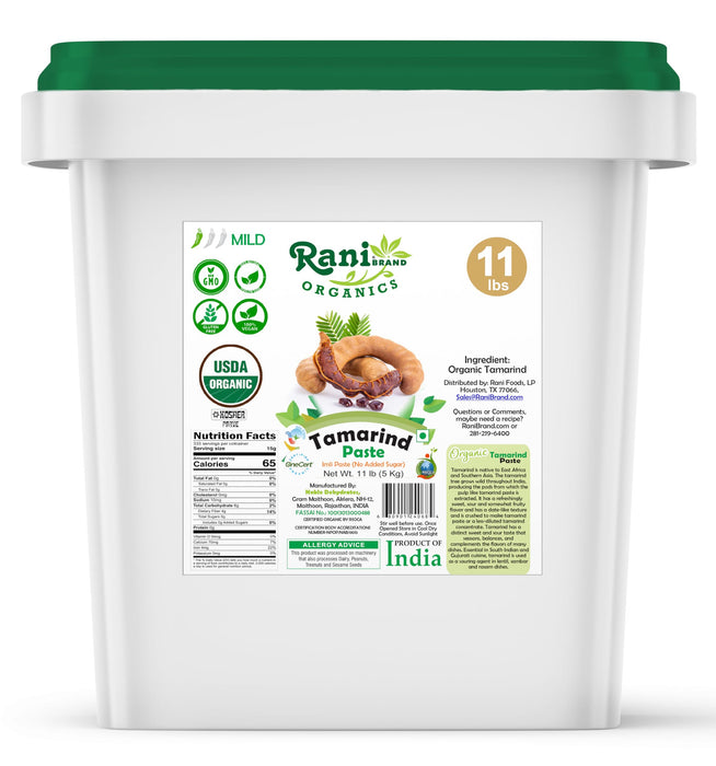 Rani Organic Tamarind Paste (Imli Paste) 176oz (11lbs) 5kg Bulk, No Sugar Added ~ All Natural | Vegan | Gluten Free | No Colors | NON-GMO | Kosher | Indian Origin | USDA Certified Organic