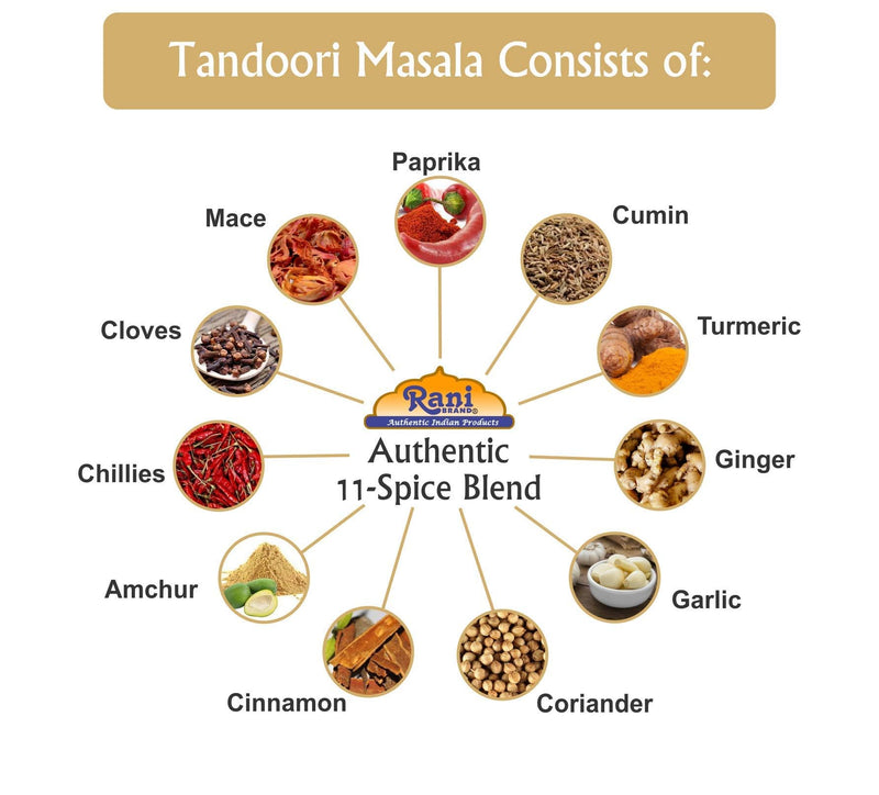 Rani Tandoori Masala (Natural, No Colors Added) Indian 11-Spice Blend 16oz (1lb) 454g PET Jar, Pack of 6 ~ Salt Free | Vegan | Gluten Friendly | NON-GMO | Indian Origin