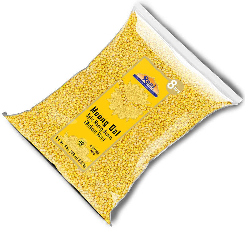 Rani Moong Dal (Split Mung Beans Without Skin) Lentils Indian 128oz (8lbs) 3.63kg Bulk ~ All Natural | Gluten Friendly | Non-GMO | Kosher | Vegan | Indian Origin