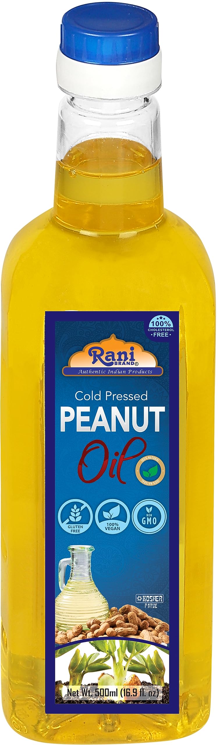Rani Peanut Oil 16.9 Ounce (500ml) Cold Pressed | 100% Natural | NON-GMO | Kosher | Vegan | Gluten Free