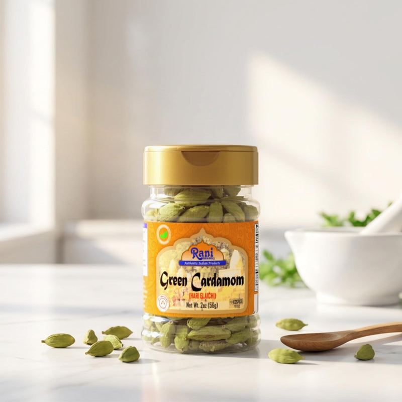 Rani Green Cardamom Pods Spice (Hari Elachi) 2oz (56g) PET Jar ~ All Natural | Vegan | Gluten Friendly | NON-GMO | Kosher | Product of India