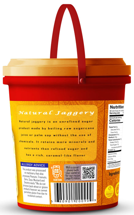 Rani Natural Jaggery (Gujarati Soft Jaggery) 64oz (4lbs) 1.81kg Bulk Bucket ~ Gluten Friendly | Vegan | NON-GMO | Kosher | No Salt or fillers | Indian Product