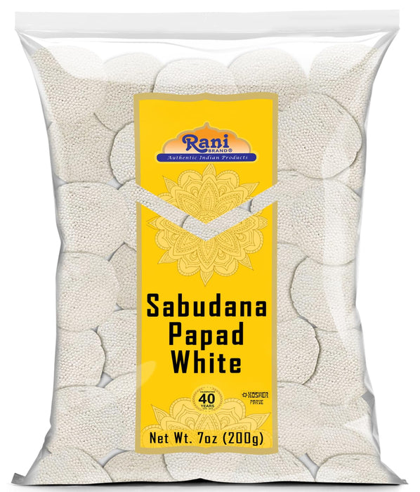 Rani Sabudana (Sago) Papad White 7oz (200g) ~ All Natural, No Preservatives | Vegan | Gluten Friendly | Kosher | NON-GMO | Indian Origin