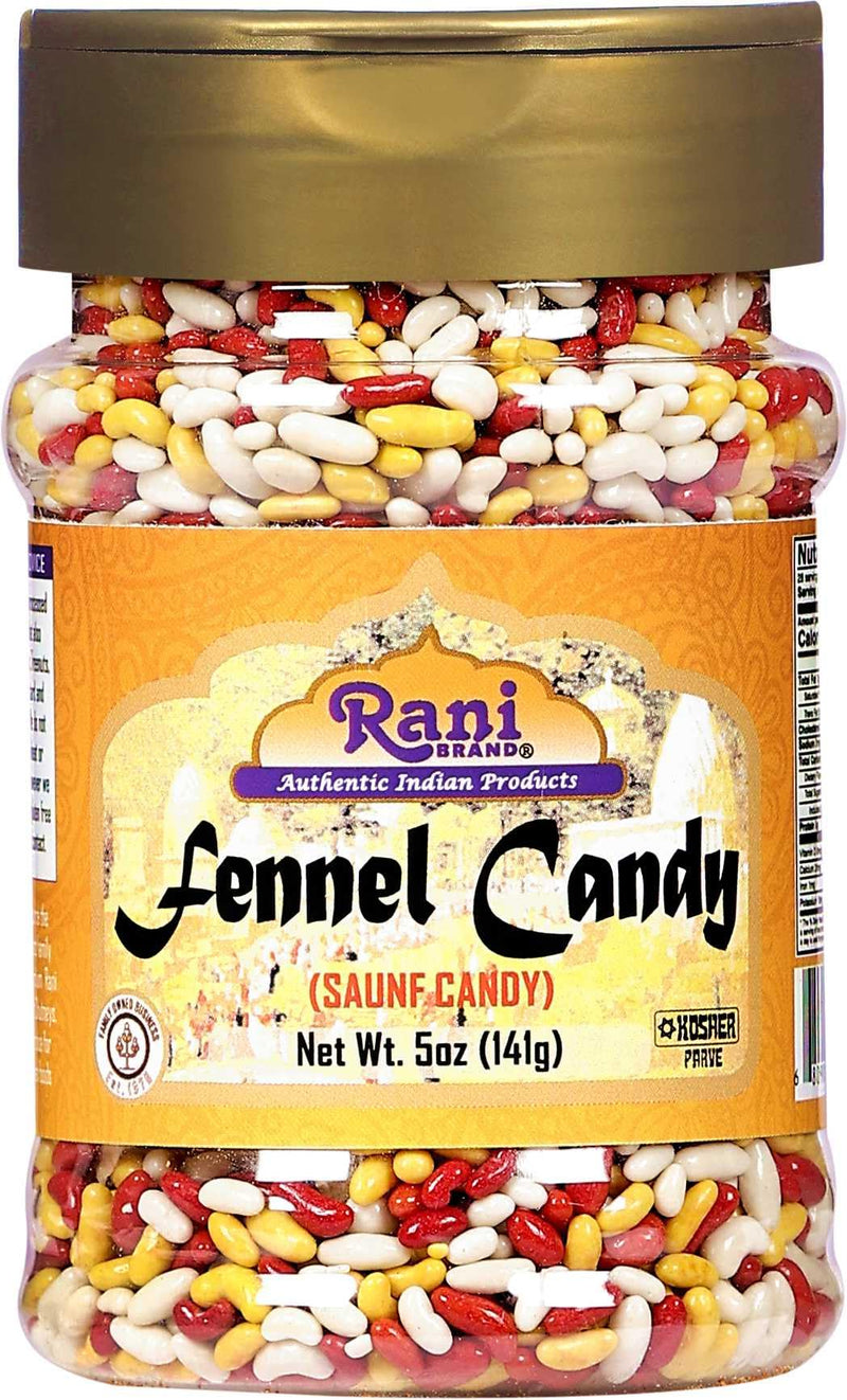 Rani Sugar Coated Fennel Candy 5oz (141g) PET Jar ~ Indian After Meal Digestive Treat | Vegan | Gluten Friendly | NON-GMO | Kosher | Indian Origin