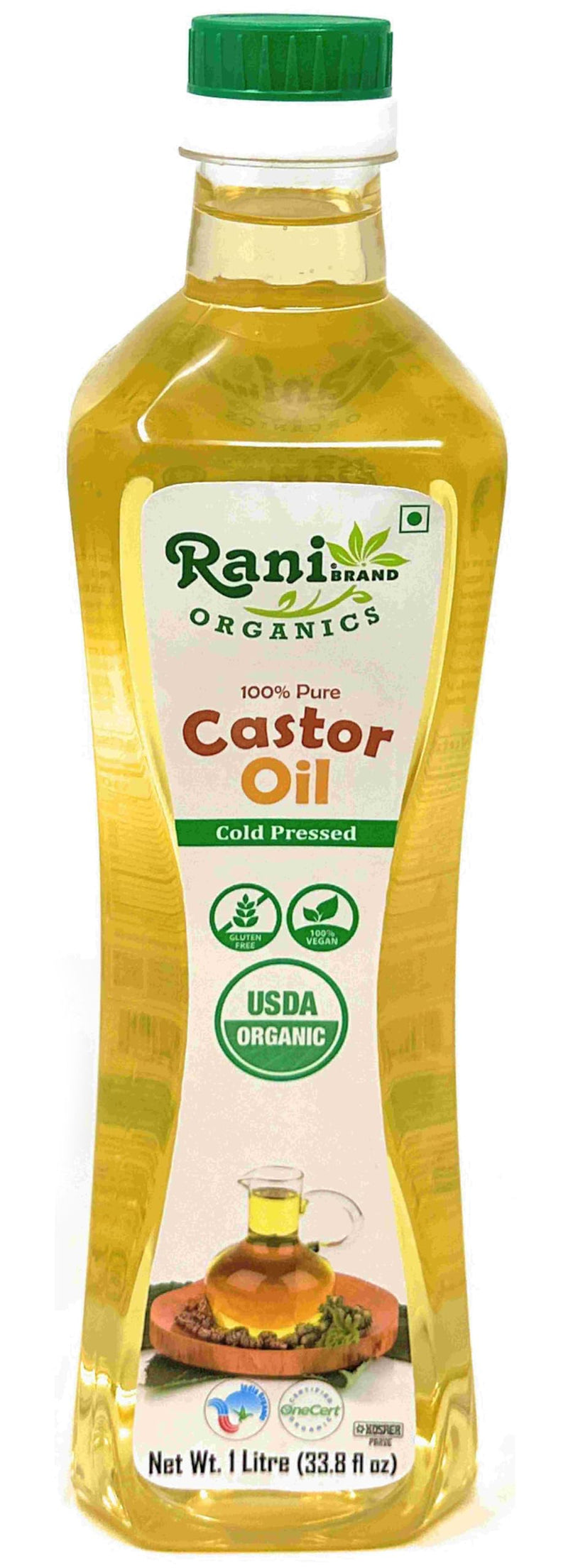 Rani Organic Castor Oil 33.8 Ounce (1 Liter) Cold Pressed | 100% Natural | NON-GMO | Kosher | Vegan | Gluten Free | USDA Certified Organic