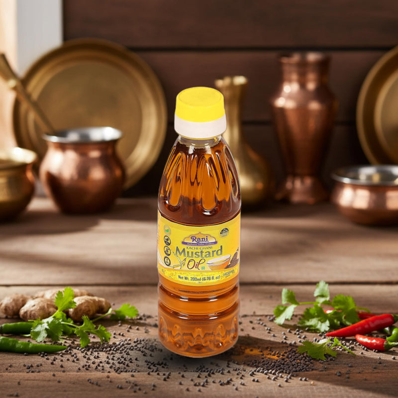 Rani Mustard Oil (Kachi Ghani) 6.76 Ounce (200ml) NON-GMO | Gluten Free | Kosher | Vegan | 100% Natural