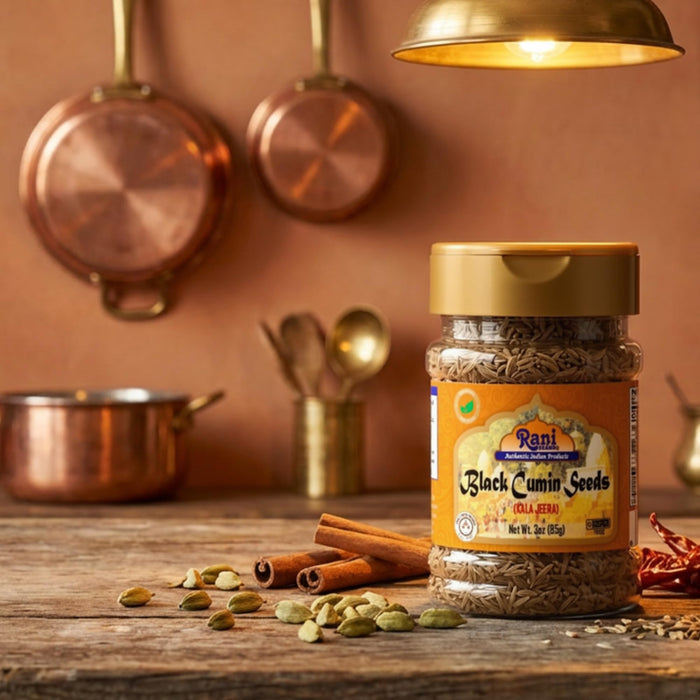Rani Black Cumin Seeds (Kala Jeera / Bunium Bulbocastanum) 3oz (85g) PET Jar ~ All Natural | Gluten Friendly | NON-GMO | Kosher | Vegan | Indian Origin