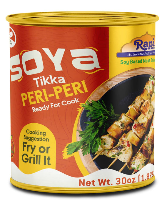 Rani Soya Tikka Peri-Peri 30oz (1.875lbs) 850g, Pack of 2, Ready for Cook ~ Easy Open Lid | All Natural | Vegan | No Colors | NON-GMO | Kosher | Indian Origin | Soy Based Meat Substitute
