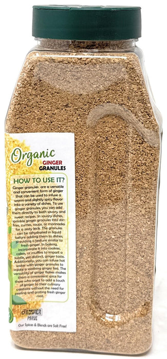 Rani Organic Granulated Ginger (Adarak Granules) 16oz (1lb) 454g PET Jar ~ All Natural | Gluten Friendly | Vegan | NON-GMO | Kosher | No Salt or fillers | Indian Origin | USDA Certified Organic