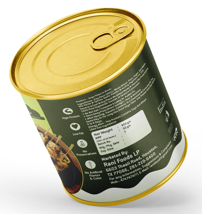 Rani Soya Tikka Italian 30oz (1.875lbs) 850g Ready for Cook ~ Easy Open Lid | All Natural | Vegan | No Colors | NON-GMO | Kosher | Indian Origin | Soy Based Meat Substitute