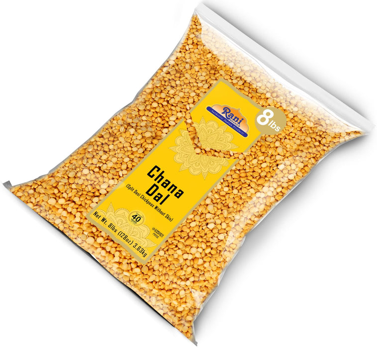 Rani Chana Dal (Split Desi Chickpeas without skin) 128oz (8lbs) 3.63kg, Bulk ~ Natural | Gluten Friendly | NON-GMO | Kosher | Vegan