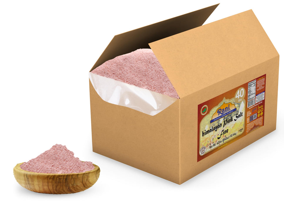 Rani Himalayan Pink Salt Powder (84 Essential Trace Minerals) 640oz (40lbs) 18.14kg Bulk Box ~ All Natural | Vegan | Gluten Friendly | NON-GMO | Indian Origin