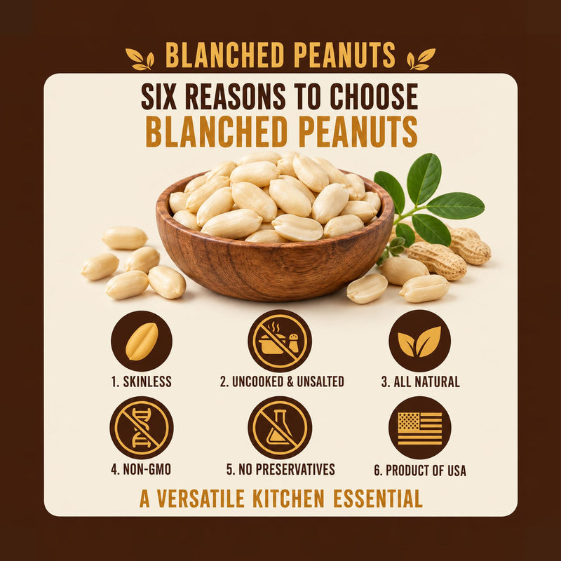 Rani Peanuts Skinless (Blanched, Uncooked) 48oz (3lbs) 1.36kg Bulk ~ All Natural | Vegan | Gluten Friendly | Kosher | Fresh Product of USA ~ Spanish Grade Groundnuts