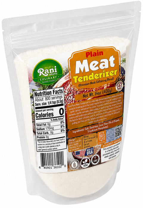 Rani Plain Meat Tenderizer (Premium Meat Softening Blend) 14oz (400g) ~ Gluten Free | NON-GMO | Kosher | Vegan | Product of USA