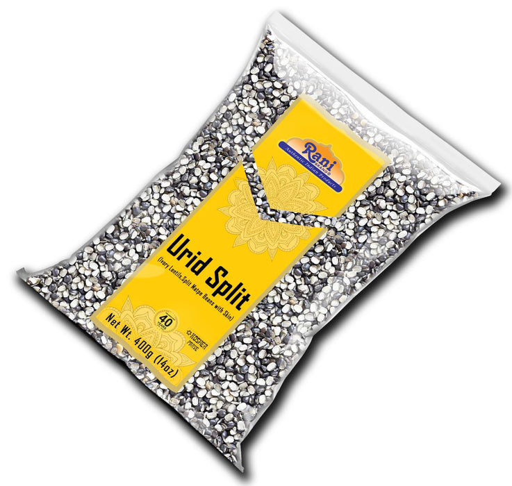 Rani Urid/Urad Split Chilka (Split Matpe Beans with Skin) Indian Lentils 14oz (400g) ~ All Natural | Gluten Friendly | NON-GMO | Vegan | Indian Origin