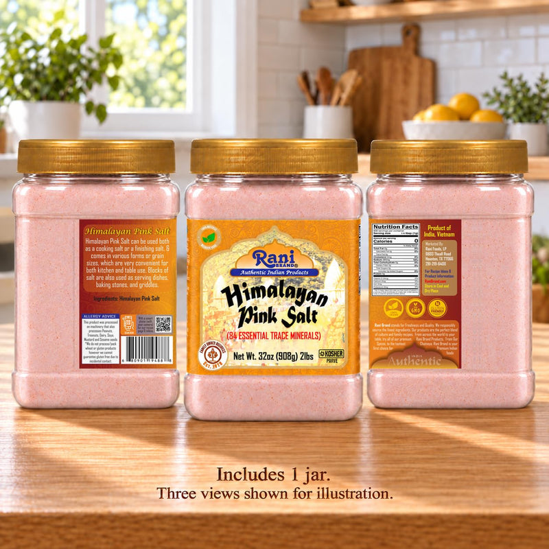Rani Himalayan Pink Salt Powder (84 Essential Trace Minerals) 32oz (2lbs) 908g PET Jar ~ Natural | Vegan | Gluten Friendly | NON-GMO