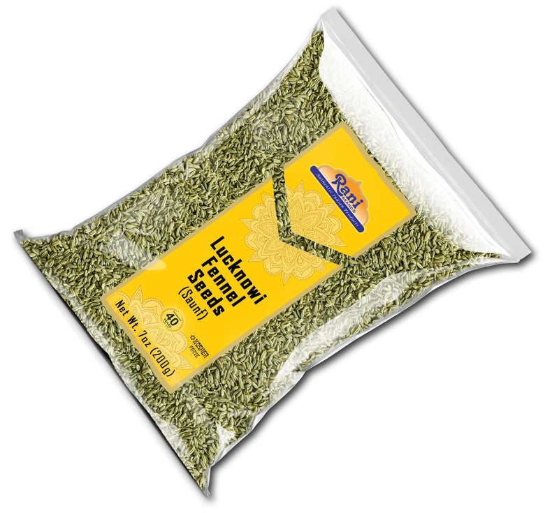 Rani Fennel Lucknowi Seeds (Fine Small Fennel) Whole Spice 7oz (200g) All Natural ~ Gluten Friendly | NON-GMO | Kosher | Vegan | Indian Origin