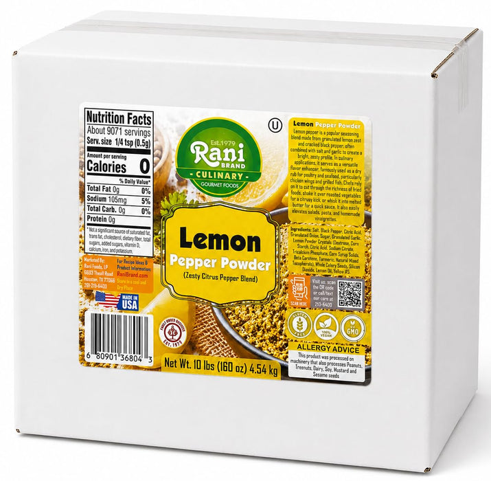 Rani Lemon Pepper Powder (Zesty Citrus Pepper Blend) 160oz (10lbs) 4.54kg Bulk Box ~ Gluten Free | NON-GMO | Kosher | Vegan | Product of USA