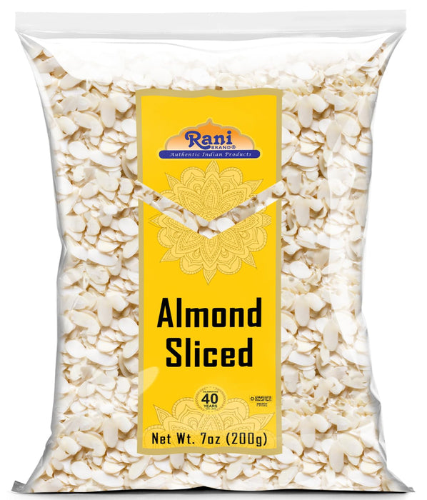 Rani Sliced Almonds (uncooked, unsalted) 7oz (200g) ~ All Natural | Vegan | Gluten Friendly | Kosher | Fresh Product of USA ~ California Shelled Almonds