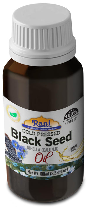 Rani Pure Black Seed (Nigella, Kalonji) Oil 3.38 Fl oz (100ml) Cold Pressed ~ 100% Cholesterol Free | All Natural | Gluten Free | NON-GMO | Kosher | Vegan | Indian Origin