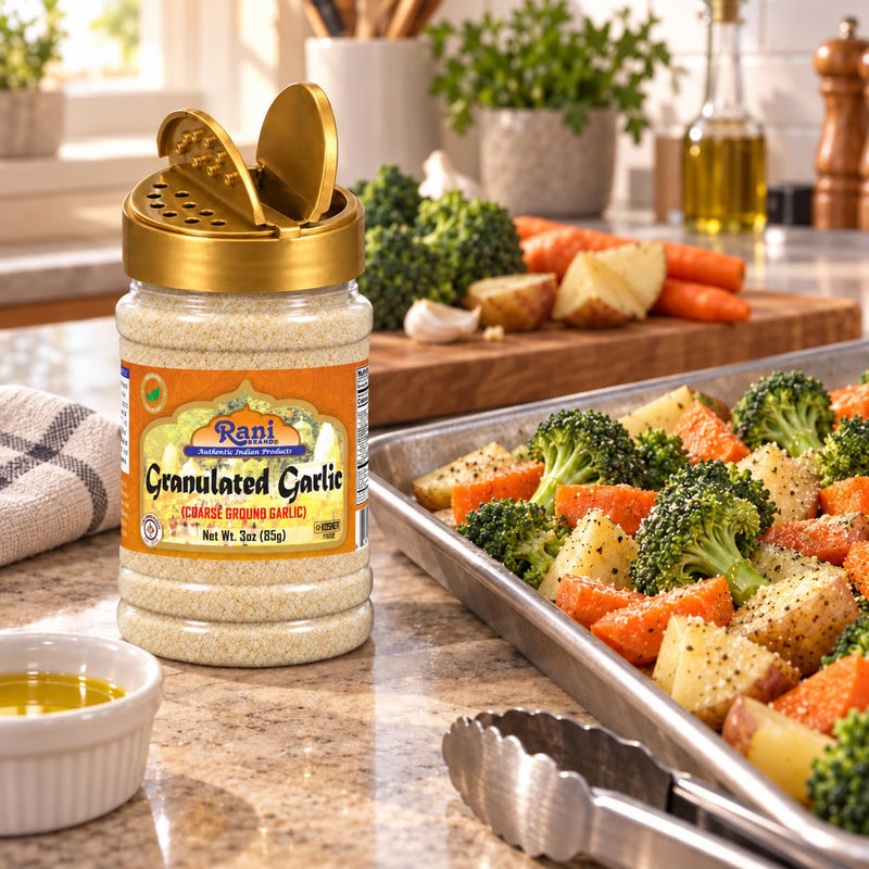 Rani Granulated Garlic (Coarse Ground Garlic) 3oz (85g) PET Jar ~ All Natural | Gluten Friendly | Vegan | NON-GMO | Kosher | No Salt or fillers | Product of USA