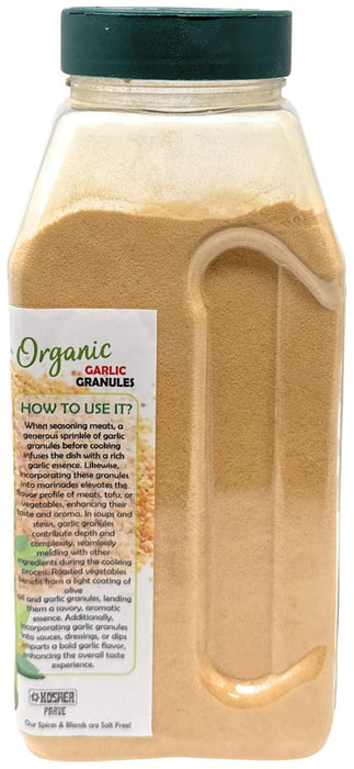 Rani Organic Granulated Garlic (Lahsun Granules) 16oz (1lb) 454g PET Jar ~ All Natural | Gluten Friendly | Vegan | NON-GMO | Kosher | No Salt or fillers | Product of USA | USDA Certified Organic