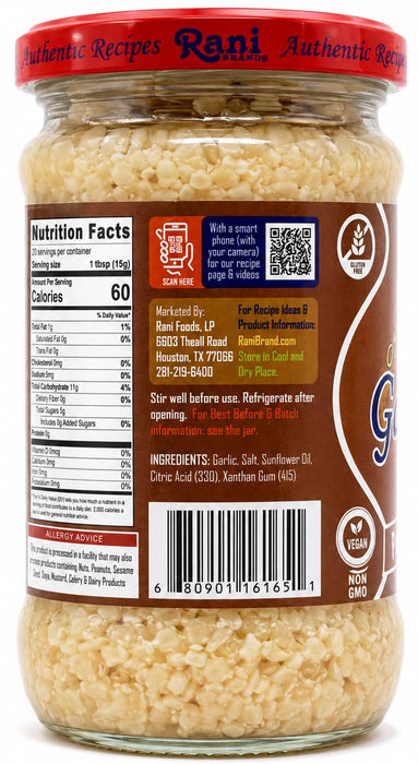 Minced Garlic Cooking Paste 10.5oz (300g) Glass Jar - Rani Brand Authentic Indian Products