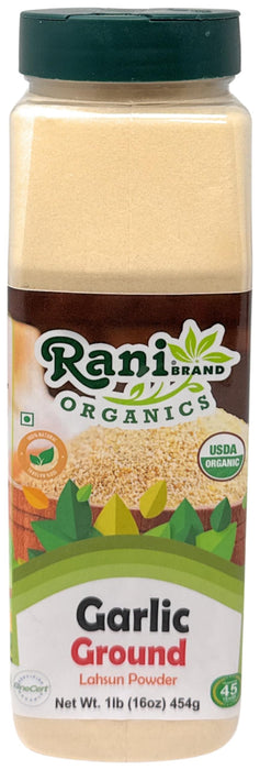 Rani Organic Ground Garlic (Lahsun Powder) 16oz (1lb) 454g PET Jar ~ All Natural | Gluten Friendly | Vegan | NON-GMO | Kosher | No Salt or fillers | Indian Origin | USDA Certified Organic