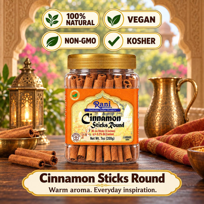 Rani Cinnamon Sticks 7oz (200g) PET Jar - 36-44 Sticks - Strong Aroma, Perfect for Baking, Cooking & Beverages | 3+ Inches Length - Cassia Saigon Cinnamon from Vietnam | Kosher
