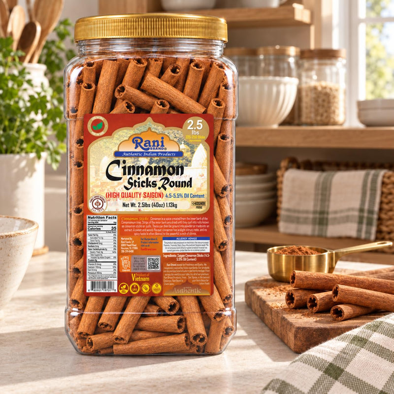 Rani Cinnamon Sticks 40oz (2.5lbs) 1.13kg Bulk PET Jar - 220 -250 Sticks - Strong Aroma, Perfect for Baking, Cooking & Beverages | 3+ Inches Length - Cassia Saigon Cinnamon from Vietnam | Kosher