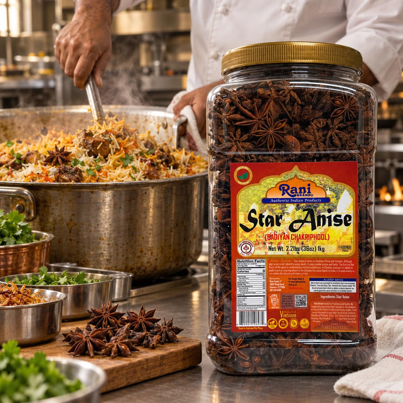 Rani Star Anise Seeds, Whole Pods (Badian Khatai) Spice 35oz (2.2lbs) 1kg PET Jar ~ All Natural | Gluten Friendly | NON-GMO | Kosher | Vegan | Indian Origin
