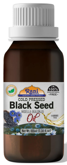 Rani Pure Black Seed (Nigella, Kalonji) Oil 3.38 Fl oz (100ml) Cold Pressed ~ 100% Cholesterol Free | All Natural | Gluten Free | NON-GMO | Kosher | Vegan | Indian Origin
