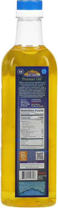 Rani Peanut Oil 33.8 Ounce (1 Liter) Cold Pressed | 100% Natural | NON-GMO | Kosher | Vegan | Gluten Free