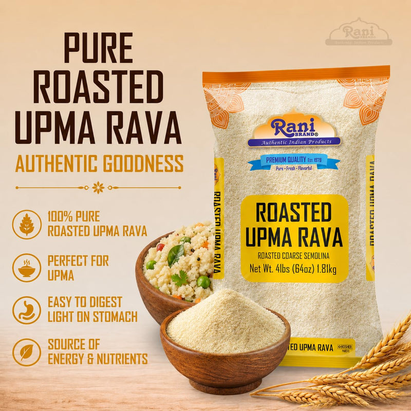 Rani Roasted Upma Rava 64oz (4lbs) 1.81kg Bulk ~ All Natural | Vegan | NON-GMO | Kosher | Indian Origin