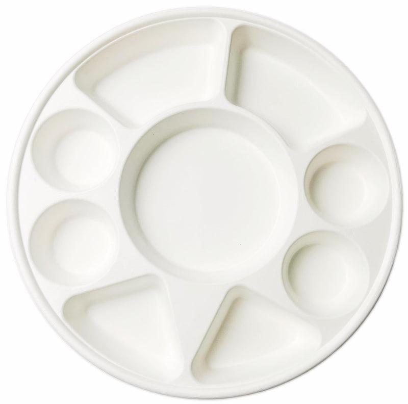 Rani Round Biodegradable Divided Plates, Pack of 25, 9 Compartments ~ Disposable & Eco-Friendly | 12.44" Diameter, 1.38" Thickness | Heavy-Duty and Sturdy Disposable Bagasse Plates | Premium Quality