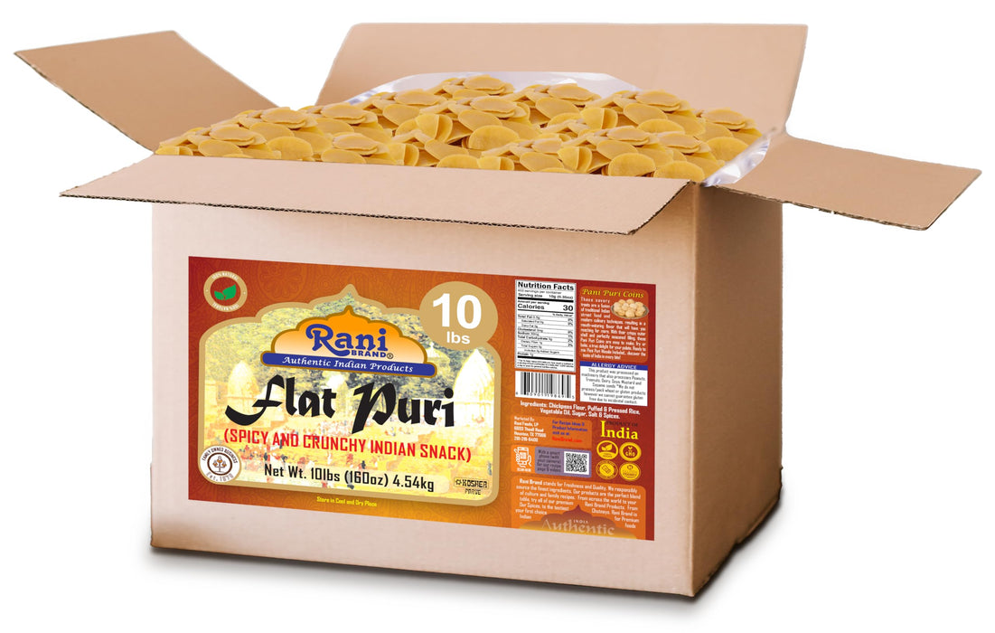 Rani Pani Puri Coins 160oz (10lbs) 4.54kg 1650-1660 Coins Bulk Box ~ Uncooked, Microwaveable wheat and Semolina Coins ~ All Natural | Vegan | NON-GMO | Kosher | Indian Origin