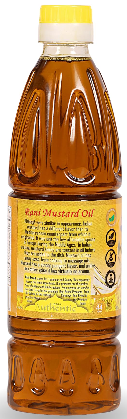 Rani Mustard Oil (Kachi Ghani) 16.9 Ounce (500ml) NON-GMO| Kosher | Gluten Free | Vegan | 100% Natural