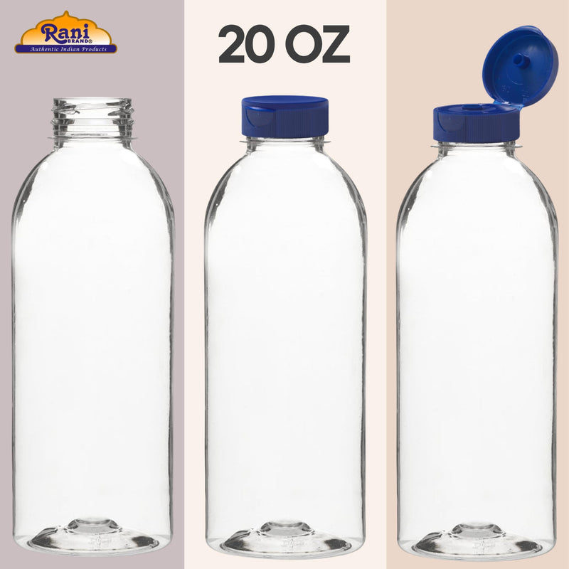 Rani Clear Plastic Bottles | 20oz PET Bottle with Flip-top Caps | BPA - FREE | Home & Commercial Use, Containers for Sauces, Condiments, Shampoo, Lotion, Sanitizer| Made in USA - Pack of 12