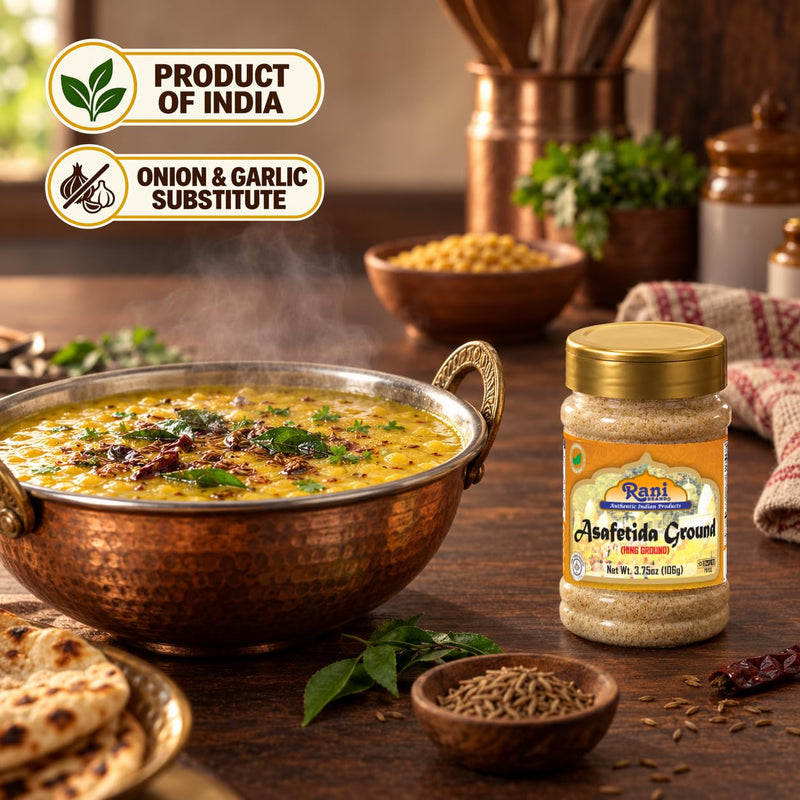 Rani Asafetida (Hing) Ground 3.75oz (106g) PET Jar ~ Natural | Salt Free | Vegan | NON-GMO | Kosher | Best for Onion Garlic Substitute