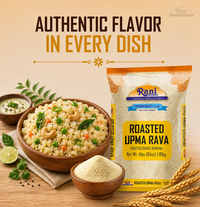 Rani Roasted Upma Rava 64oz (4lbs) 1.81kg Bulk ~ All Natural | Vegan | NON-GMO | Kosher | Indian Origin