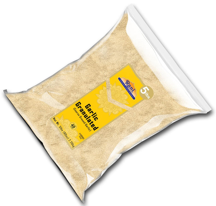 Rani Granulated Garlic (Coarse Ground Garlic) 80oz (5lbs) 2.27kg Bulk ~ All Natural | Gluten Friendly | Vegan | NON-GMO | Kosher | No Salt or fillers | Product of USA
