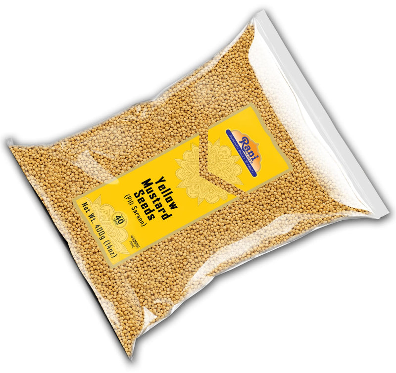 Rani Yellow Mustard Seeds Whole Spice 14oz (400g) ~ Ideal for Pickling, Dressing and Making Ground Mustard for Cooking, All Natural | Vegan | Gluten Friendly | NON-GMO | Kosher | Indian Origin