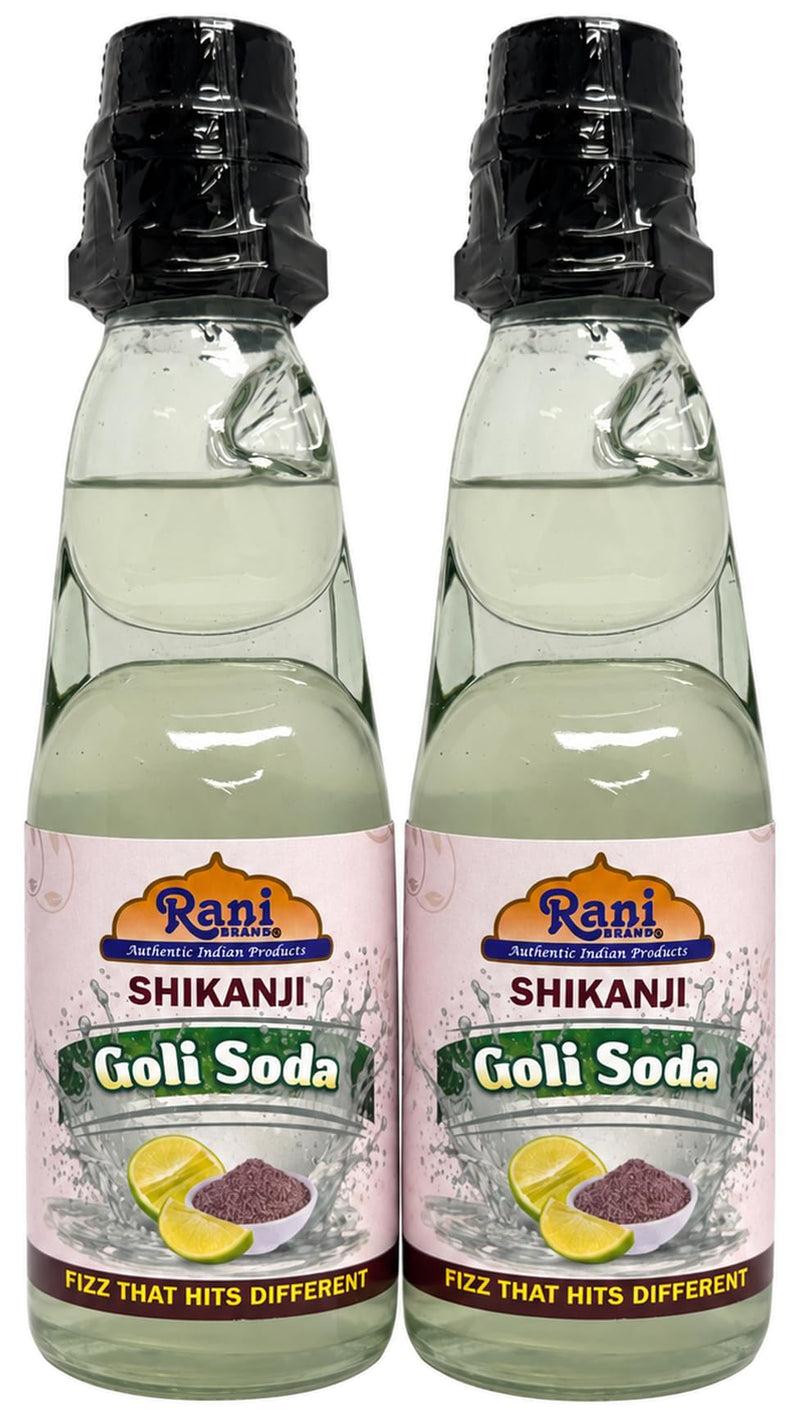 Rani Shikanji Goli Soda 6.7 fl oz (200 ml) Glass Bottle with Marble Seal, Pack of 2 ~ Vegan | Gluten Free | Non-GMO | Indian Origin