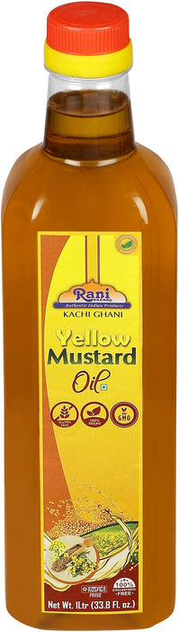 Rani Yellow Mustard Oil (Kachi Ghani) 33.8 Ounce (1 Liter) NON-GMO | Gluten Free | Kosher | Vegan | 100% Natural