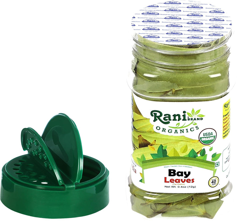 Rani Organic Bay Leaves (Tej Patta) Whole Spice Hand Selected Extra Large 0.4oz (12g) PET Jar ~ All Natural | Gluten Friendly | NON-GMO | Vegan | Indian Origin | USDA Certified Organic