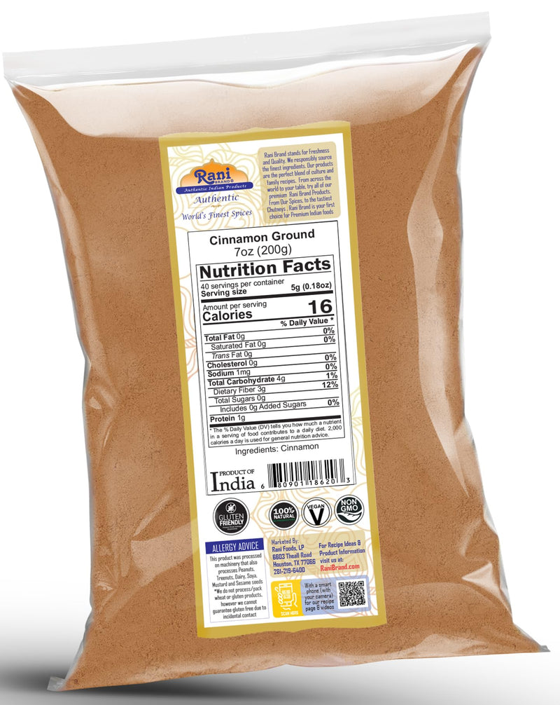 Rani Cinnamon Powder (Ground) Spice 7oz (200g) ~ All Natural, Salt-Free | Vegan | No Colors | Gluten Free Ingredients | NON-GMO | Kosher