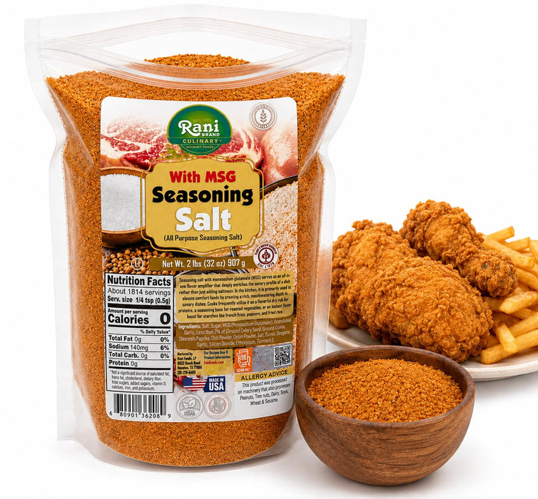 Rani Seasoning Salt with MSG (All Purpose Seasoning Salt) 32oz (2lbs) 908g ~ Gluten Free | NON-GMO | Kosher | Vegan | Sodium Free | Product of USA